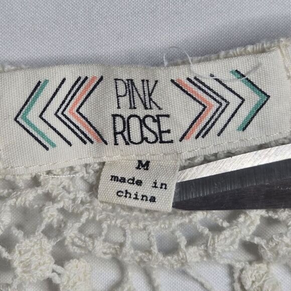 Pink Rose Womens Lace Embroidered Back‎ Sleeveless Top MED Gray Pink Colorblock - Picture 8 of 10